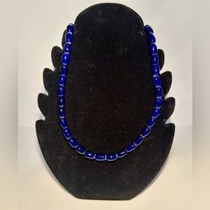 36” Lapis Lazuli Blue Beaded Necklace (stones 1/2” each), 5 oz.